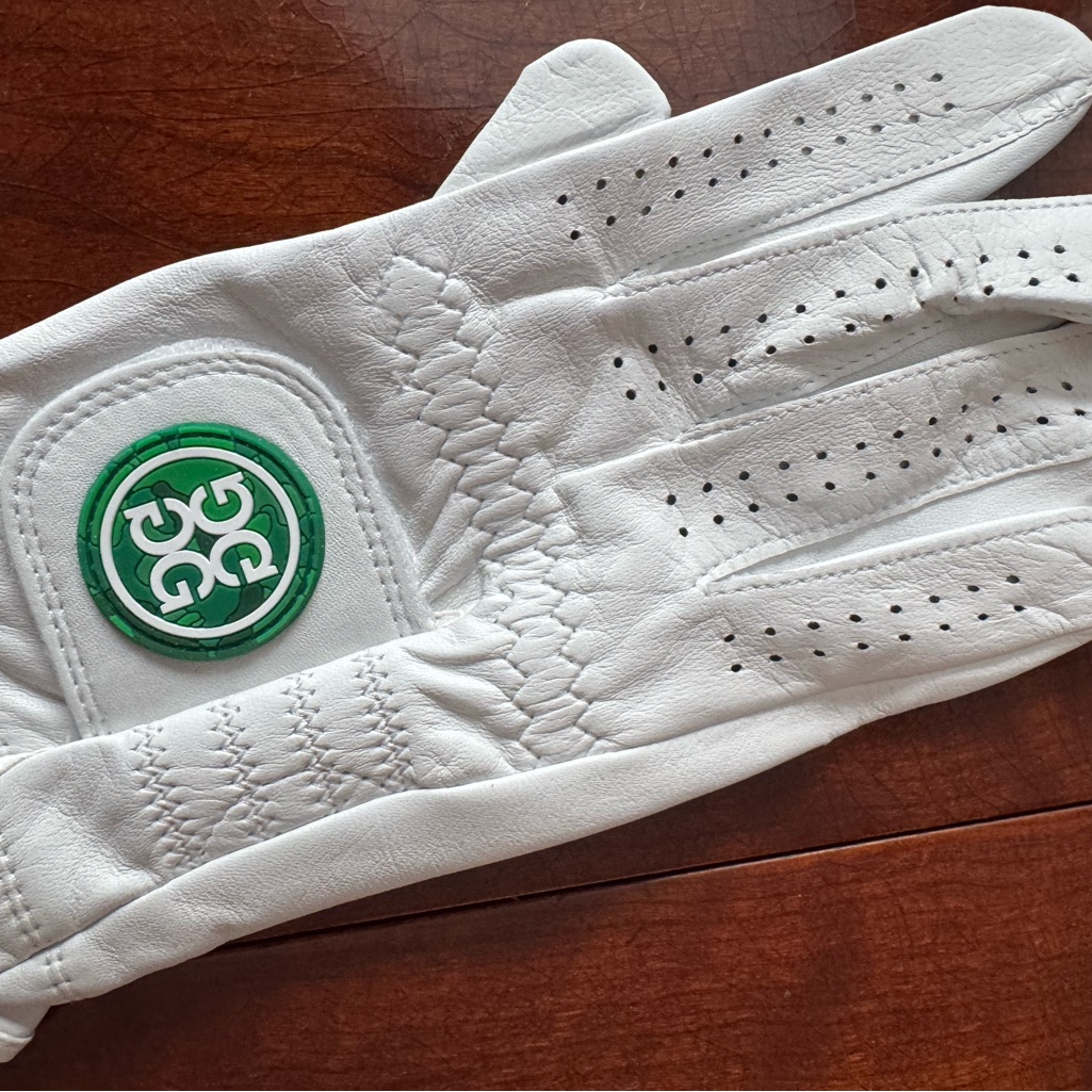 White Golf Glove With Green Logo